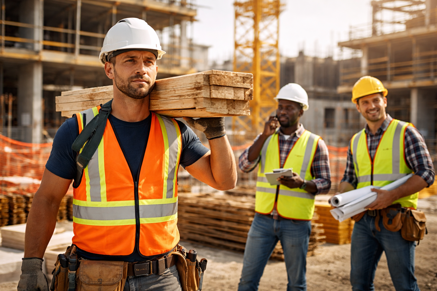 Construction workers on site